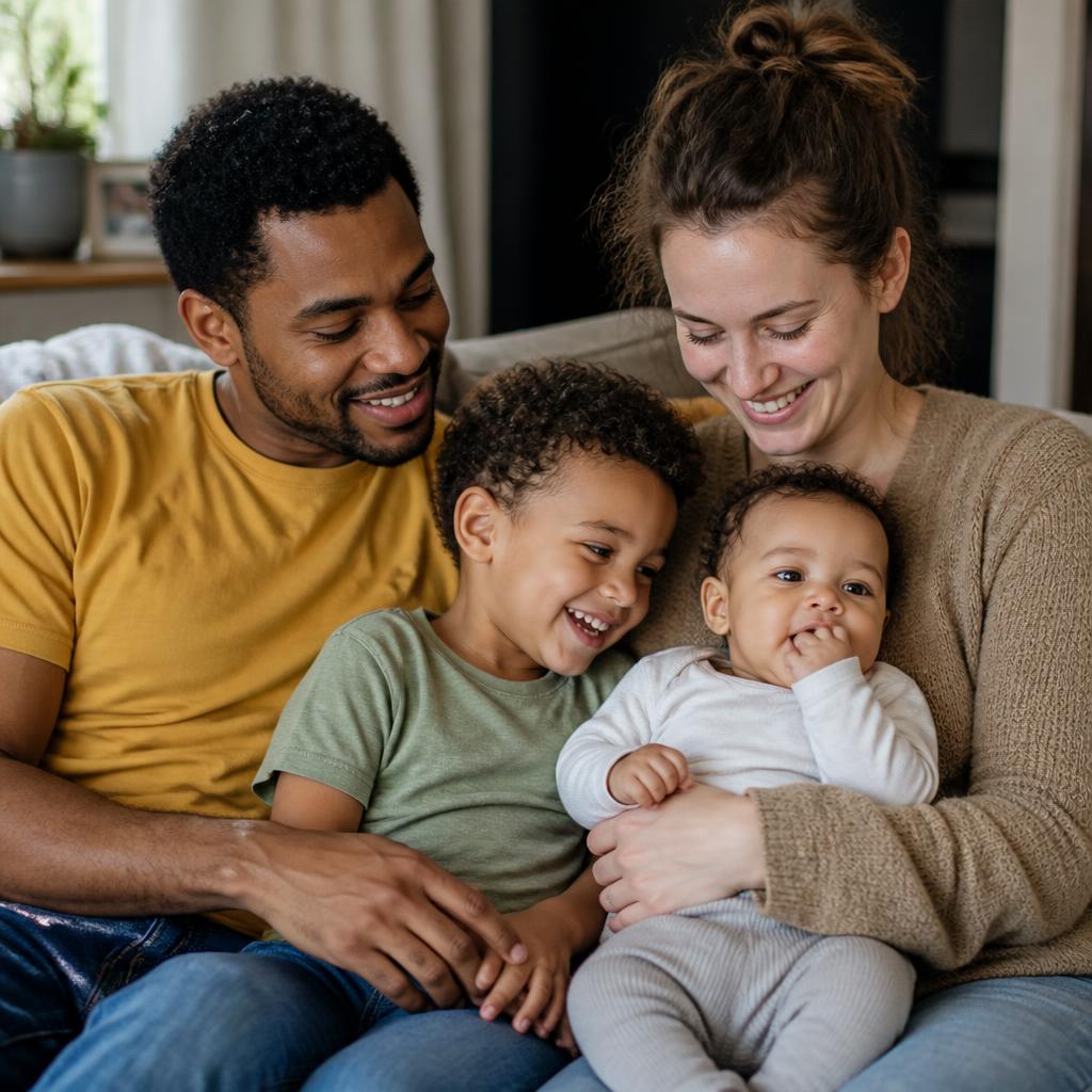 A family laughing together